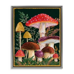 Stupell Industries Woodland Mushrooms Nature Floating Frame Canvas Art, Gray, 17" x 21" - 1 of 4