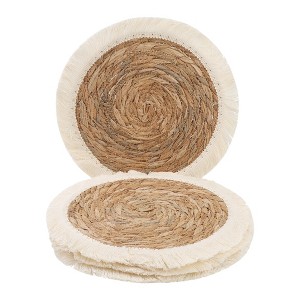 REGALWOVEN Farmhouse Placemats Set of 4 Woven Placemats for Dining Table Decor Indoor Kitchen Table Mat with Tassel - 1 of 4