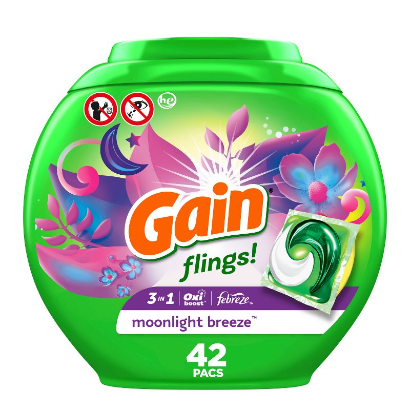 Gain Flings Moonlight Breeze HE Compatible Liquid Laundry Detergent Soap Pacs, 1 of 9