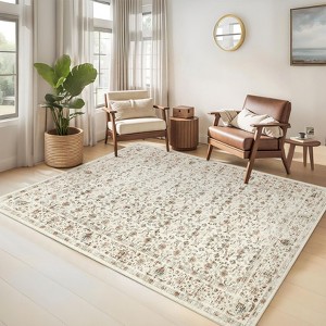 Vintage  Area Rug for Living Room Bedroom Non-Slip Low Pile Machine Washable Rug - 1 of 4