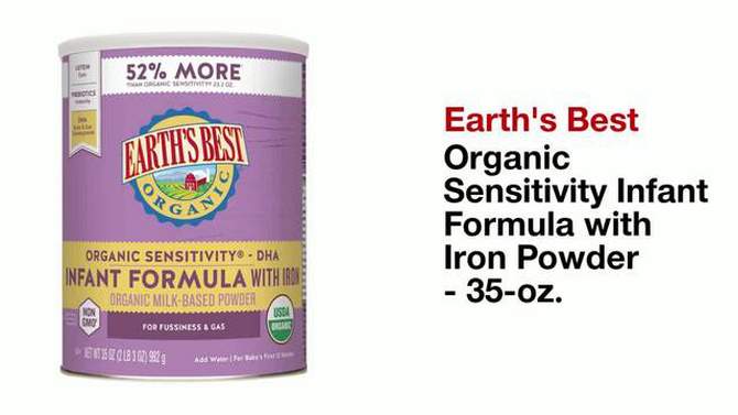 Earth&#39;s Best Organic Sensitivity Powder Infant Formula - 32oz, 2 of 7, play video