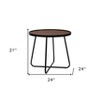 HomeRoots 24" Black Wood And Metal Round Cross Legs Coffee Table - 3 of 4