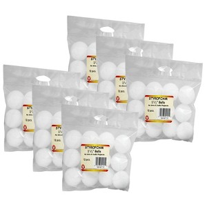 Hygloss® Craft Foam Balls, 1-1/2 Inch, White, 12 Per Pack, 6 Packs - 1 of 3