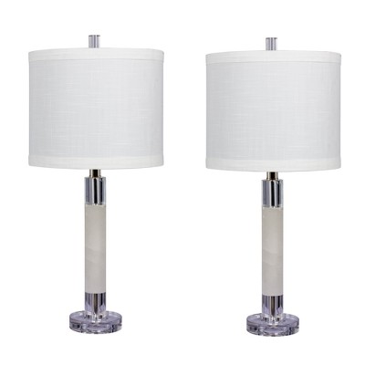 2pk Smooth Crystal And Snow Marble Table Lamps Clear  - Fangio Lighting