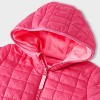 Toddler Girls' Value Hooded Puffer Jacket - Cat & Jack™ Dark Pink - 3 of 4