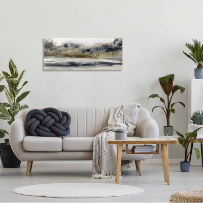 Gray and Beige Abstract Landscape Canvas Wall Art, 17" x 40"