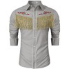 BLUEMING Men's Western Cowboy Fringe Shirt Costume Long Sleeve Casual Hippie Slim Fit Button Down Shirt - 4 of 4