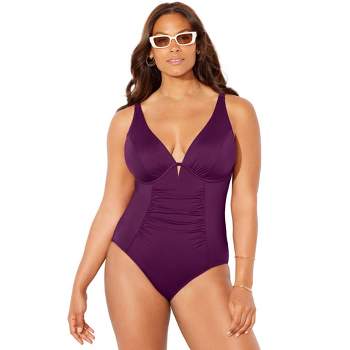 Swimsuits For All Women's Plus Size Cut Out Mesh Underwire One