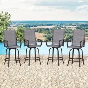 VisioGear Patio Counter and Bar Stools, 4 Pieces Bar Stools, Height Top Patio Barstools 360° Swivel, Gray, 25.2"*25.2"*48.6" - 1 of 4