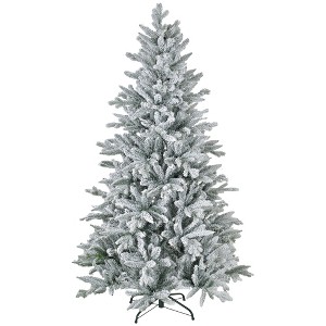 6ft Artificial Flocked Christmas Tree with Snow Tips, Easy Assembly - 1 of 4