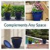 Sunnydaze Studio UV- and Frost-Resistant Ceramic Planters with Drainage Holes and Saucers - 11" Diameter - Imperial Blue - 2-Pack - 4 of 4
