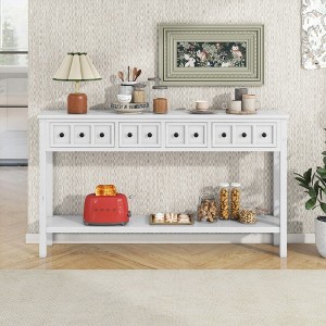 CAVINAS Rustic Console Table with 4 Drawers and Bottom Shelf for Storage,60 inch Entryway Table for Living Room,Hallway - 1 of 4