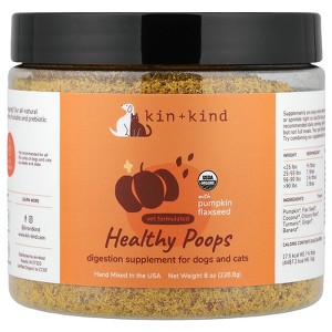kin+kind Organic Pumpkin Powder for Dogs & Cats for Healthy Poop - Made in The USA - Natural Pumpkin Powder Formula w/Flax Seed, Ginger, Turmeric & - 1 of 4