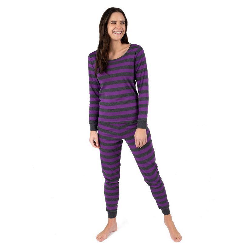 Leveret Womens Two Piece Cotton Striped Pajamas, 1 of 4
