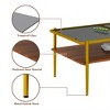 Rectangle Coffee Table, with Gray Tempered Glass top and Legs, Modern Table for Living Room - 4 of 4