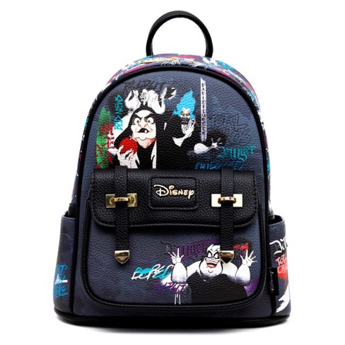 Loungefly store Disney Villains Print Mini Faux Leather Backpack + Wallet Set NYCC