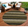 Brown Ivory And Black Striped Washable Indoor Outdoor Area Rug - 2 of 4