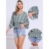 INSPIRE CHIC Women's Summer 3/4 Sleeve V Neck Boho Print Chiffon Smocked Waist Dolman Blouses - 2 of 4