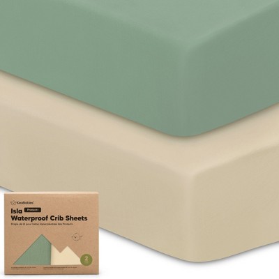 Image of KeaBabies Isla Waterproof Crib Sheets for Boys, Girls, 2pk Baby Fitted Crib Sheet, Waterproof Crib Mattress Protector Sheets (Hedges)