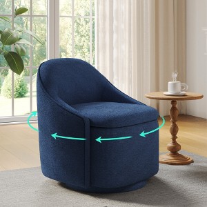 Chenille Barrel Chair with Storage, Comfy 360° Swivel Accent Armchair for Living Room, Bedroom - 1 of 4