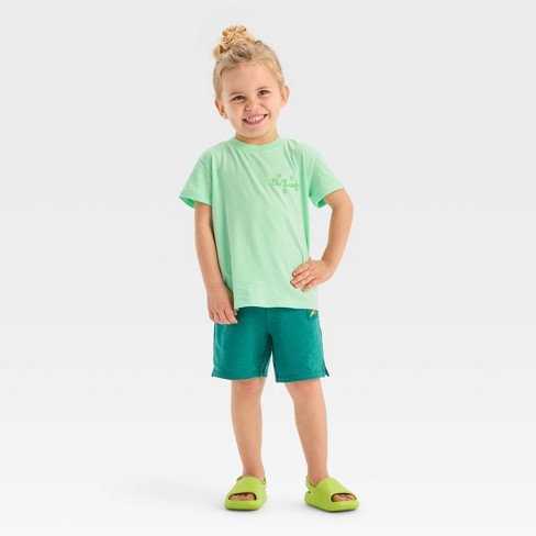 Toddler Boys' St. Patrick's Day T-Shirt and Jogger Shorts Set - Cat & Jack™  Light Green 18M