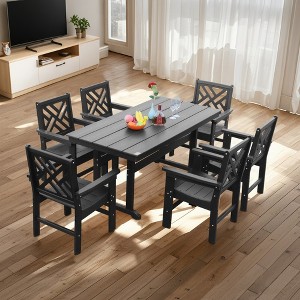 TiramisuBest 5-Piece Patio Furniture Set for 4 - 51" Table & Chairs, for Garden/Backyard/Lawn/Poolside (Black) - 1 of 4