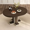 YOOCOZZ Solid Wood Extendable Round Dining Table with Double Layer Design, 42''-58'' - 2 of 4