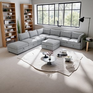 129" L-Shaped Modular Sectional Sofa with Storage Seat - 1 of 4