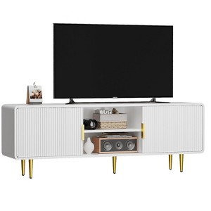 Modern Round Corner TV Stand with Storage Cabinet and Cable Managment for TVs up to 65" - 1 of 1