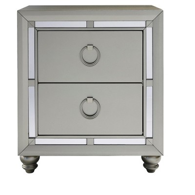 NicBex 2/5 Mirror Accents Drawer Vertical Dresser,Modern Chest of Drawers with Bun Foot for Bedroom,Living Room,Entryway,Gray