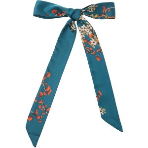 Elerevyo Women's Floral Satin Square Silky Neck Scarf Neckerchief Hair Band - 1 of 4