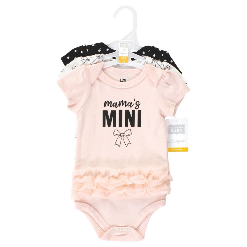 Hudson Baby Infant Girl Cotton Bodysuits, Mamas Mini Bows, 2 of 6