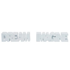 Transpac Resin 8 in. Off-White Spring Dream and Imagine Bookends Set of 2 - 1 of 2