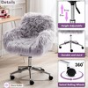 QingMoon Fluffy Office Chair, Adjustable Desk Chair, Faux Fur Computer Chair, Swivel Vanity Chair with Chrome Base for Living Room, Study - 3 of 4