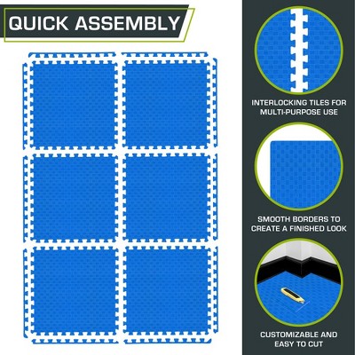 Blue Checkered EVA Foam Interlocking Exercise Puzzle Mat