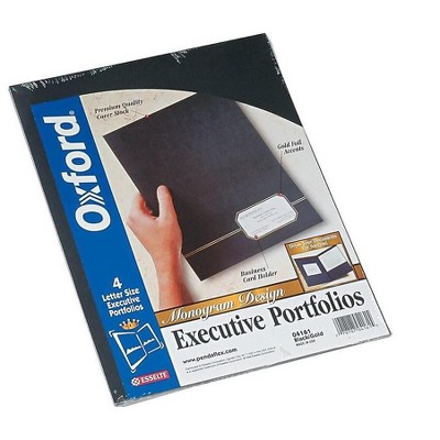 Oxford Monogram Design 2-Pocket Presentation Folders Black/Gold 883845