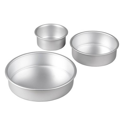 Lawei Round Cake Pan Set - 4 inch 6 inch 8 inch Cake Baking Pans with Removable Bottom, Silver