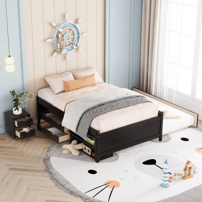 Xiyuyeu Full Size Storage Bed, Solid Wood Bed With Trundle, Under Bed ...