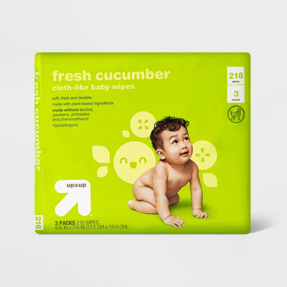 Pack of 3 Fresh Cucumber Baby Wipes - 216ct - up & up™