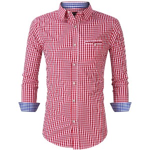 Men's Classic Traditional Shirt – Slim Fit Design with Contrast Color Checkers - 1 of 4