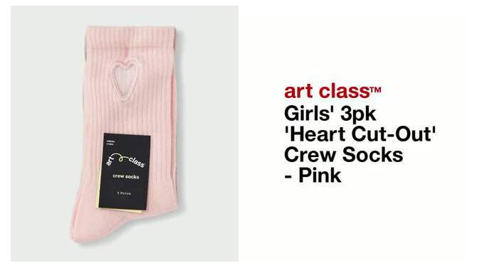 Girls&#39; 3pk &#39;Heart Cut-Out&#39; Crew Socks - art class&#8482; Pink, 2 of 5, play video