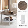 VINGLI 25.6" Dark Walnut White Round Farmhouse Coffee Table, 2-Tier Storage Wood Center Circle Accent Table for Living Room - 3 of 4