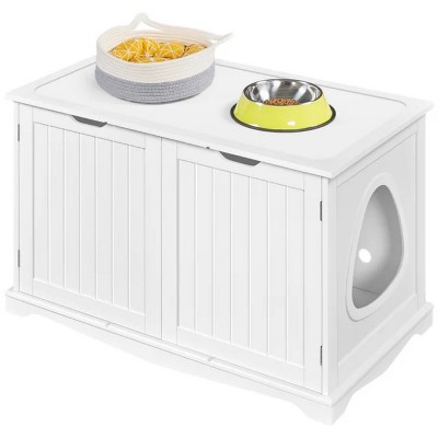 LunaLulinlk White Wooden cat litter box (with partition)