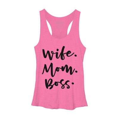 Women's Design By Humans Wife. Mom. Boss. By TheBlackCatPrints Racerback Tank Top