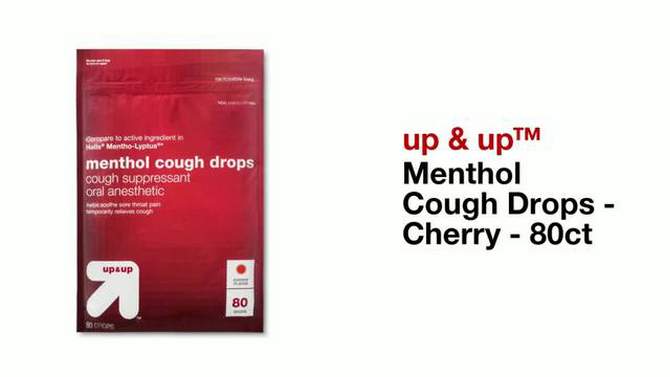 Menthol Cough Drops - Cherry - 80ct - up &#38; up&#8482;, 2 of 5, play video
