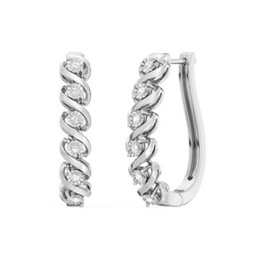 GILDED Lab-Grown Diamond Hinged Hoop Earrings in Sterling Silver - 1 of 4