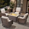 Buenhomino 5 Pieces Patio Furniture Set with Fire Pit Table - 4 Outdoor Swivel Rocker Chairs with 50000 BTU Propane Fire Pit Table - 2 of 4