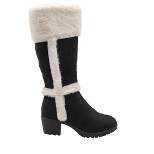 Rampage Girls' Big Kid Slip On Tall 11" Microsuede Winter Boots with Faux Fur Cuff and Trims