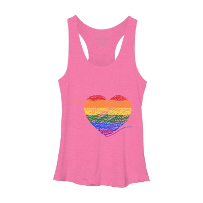 Adult Design By Humans Rainbow Colored String Pride Heart By corndesign Racerback Tank Top