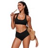 FIONECA Womens V Cut Bikini Bottom High Waisted Cross Front Bathing Swimsuit Full Coverage Swim Briefs - 3 of 4
